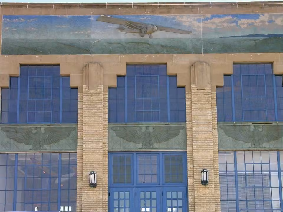 Wichita · The architectural details of the original municipal airport terminal.