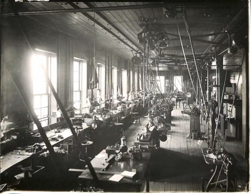Edison's West Orange laboratory · Historical photograph of the machine shop
