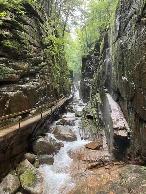 Flume Gorge · Water and boardwalks between the rock walls, 2023